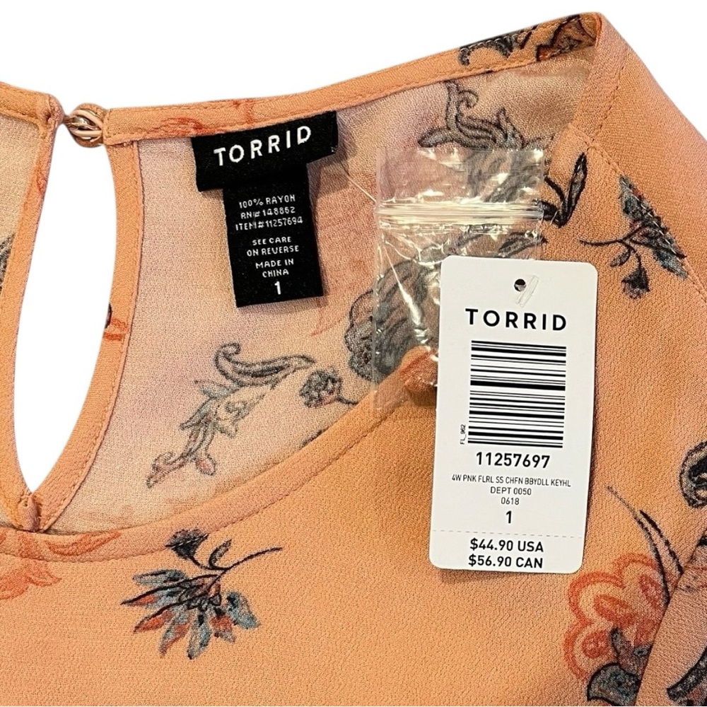 Torrid Peach Floral Dress - Picture 3 of 8